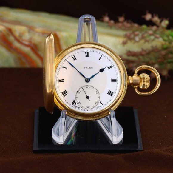 Rolex Vintage 1927 Keyless Lever Half Hunter Pocket Watch by Dennison Birmingham - Picture 1 of 9